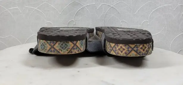 MUK LUKS Marsha Thong Sandals Womens 10 Black Braided Cow Leather Slip On Buckle