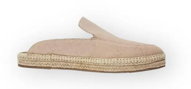 Kaanas new  𒀭 Textured Leather Jute Sole Espadrille Mule Slide Sandals 𒀭 Oat 8M