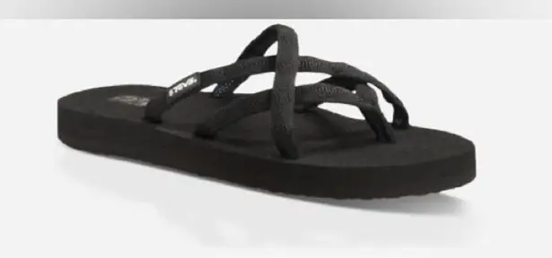 Teva OLOWAHU Black Slip On Thong Sandal Size 6 Womens Athleisure Comfy Casual