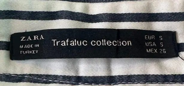 ZARA  Trafaluc Black White Stripe Shorts Paper Bag High Waist w/ Belt Size Small