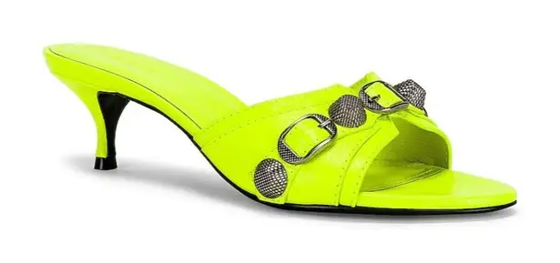 Balenciaga Cagole Mules in Fluo Yellow & Palladium 37 with box Womens Heels