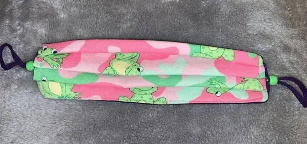 Handmade Fabric Face Mask Pink Camouflage Camo Green Frogs Reversible