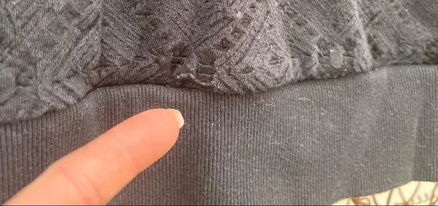 prAna black cowl neck hoodie sweatshirt with crochet lace overlay detail medium