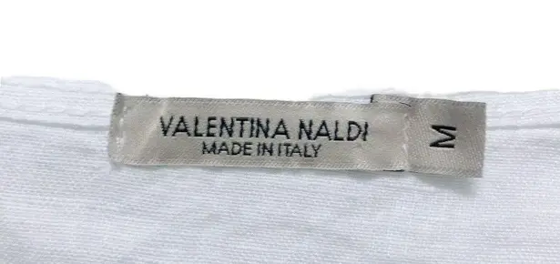 Valentina Naldi 100% Linen White BOHO Embroidered Lace Med Dress Lagenlook Italy