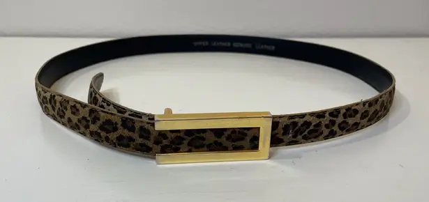 Vintage 80s Women’s Animal Print Gold Accent Leather Belt Size 32”‎ Brown