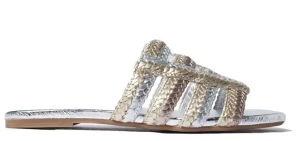 NEW Yosi Samra 9 Molly Braided Leather Slide Sandals Metallic Anthropologie NWOT Gold
