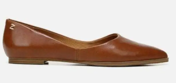 Zodiac Hill flats cognac leather pointed toe size 7