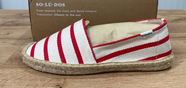 Soludos Womens The Original Espadrille Red Striped Beach Slip Ons Size 7/7.5 NIB