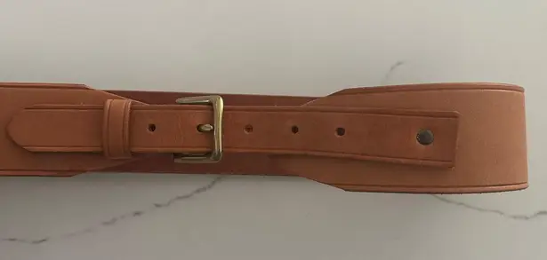 J.Crew  Wide Leather Belt with Brass Buckle in Natural Tan Leather Size Small