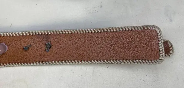 Western Women's Brown Leather Stitched Belt Overlap Buckle 42" L x 2" W SKU 5656