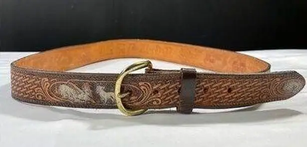 Handcrafted Leather Belt SKU 7624 With Western Design "Roxanne" Text Brown