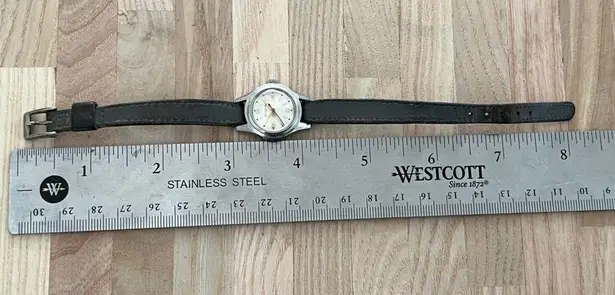 Bulova Ladies Watch RARE Vintage Mechanical Winding Leather Strap Stainless Case