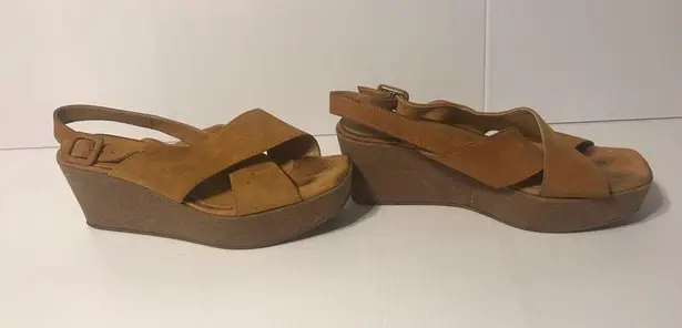Fabio Rusconi cork platform high heel wedge suede sandal women size 7.5 (38)