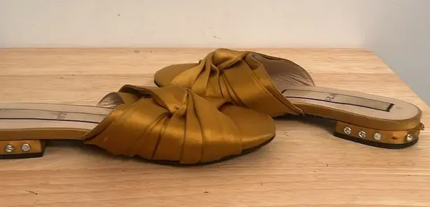 No21 satin knot Mustard yellow mule with rhinestones Pink Size 6
