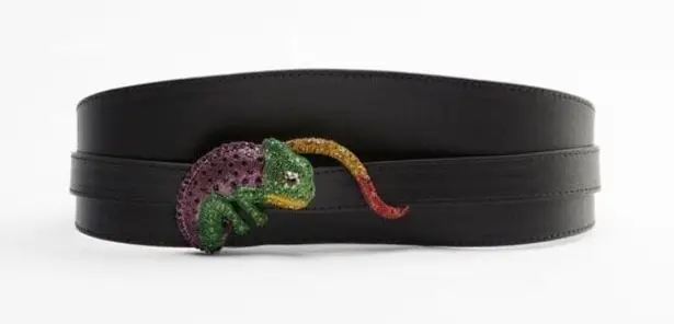 ZARA  CHAMELEON JEWEL BELT NWT Black Adjustable Size‎ 80 (US 30)