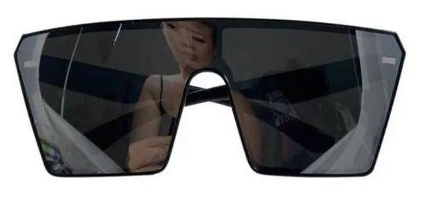 Silver metallic rectangular shield shades Gray