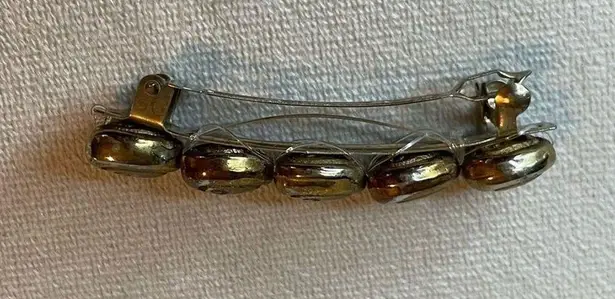 Vintage Heart Bar Style Barrette Hair Clip Gold Brass Tone w/ patina Hearts
