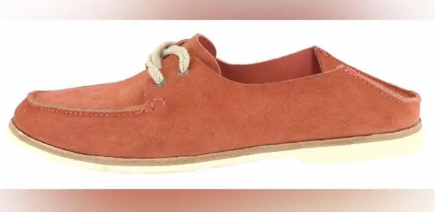 Olukai Woman’s Moku Flesh Out Convertible Leather Slide Shoes Coral 6