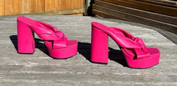 Open Edit Kaia Knot Platform Sandals in pink rouge size 7 spring summer preppy