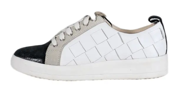 Diba True NIB Yuli Ana Mixed Media Sneakers in Black/White Leather Size 8 White