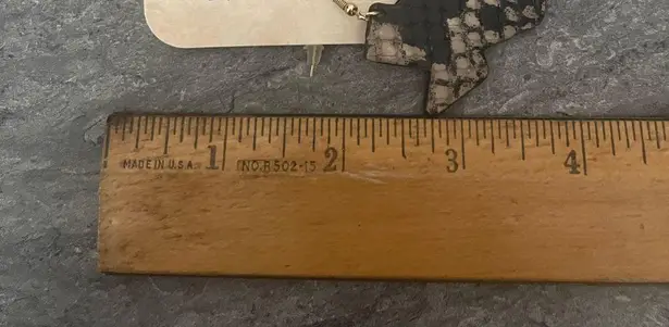 NWT Silver Strike Texas Faux Snake Print Dangle Earrings 3D Belt Co. Black Cream