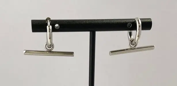 Titanium Steel Dangle Drop Earrings for Men Women,Silver Hoop Earrings Silver