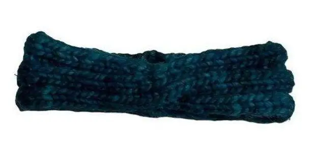 Hand Knot Teal Wool Headband with Twist Green