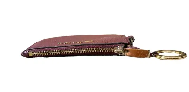 Michael Kors  Mercer Burgundy Leather Keychain Slim Zip Id Card Coin Purse Wallet