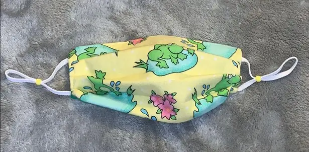 Fabric Face Mask Lily Pad 🐸 Frog Yellow Green