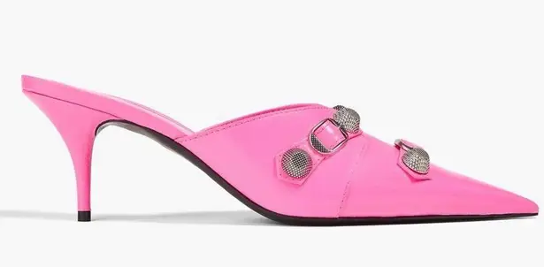 Balenciaga Cagole Pointed Toe Mules Mule in Fluo Pink/Aged Nickel, Size 37 NEW