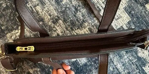 Montana West Brown Vinyl Small Satchel Bag Gold Western Crossbody Designer NWOT