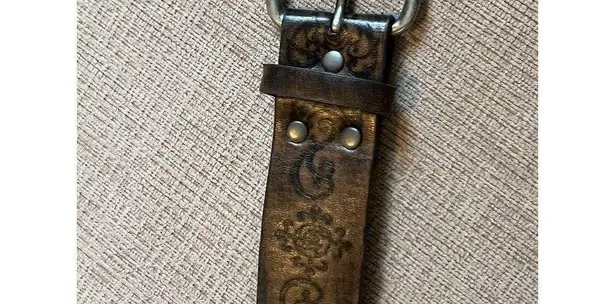 Women’s Brown Faux Leather Bohemian Mandala Print Belt Size 11