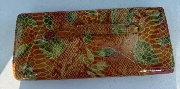 HOBO INTERNATIONAL EDEN Embossed Leather Tropical Flap Clutch Purse Snake Print