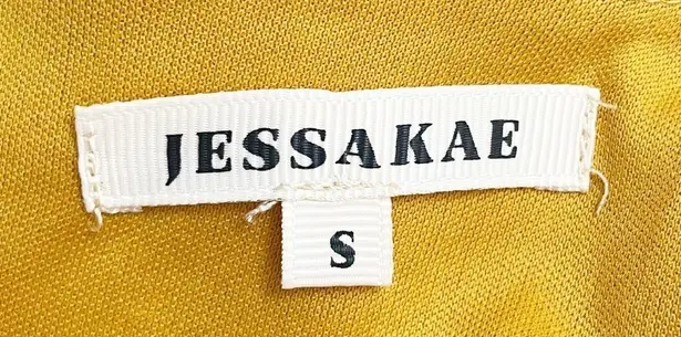 JessaKae Floral Cascading Ruffled Faux Wrap Midi Dress Mustard Blush Size Small Yellow