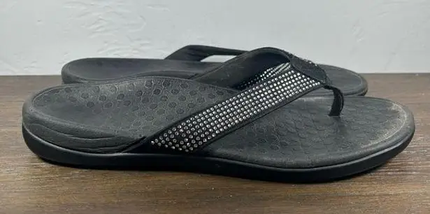 Vionic Women's Black Sparkle Tide Thong Sandals size 8.5