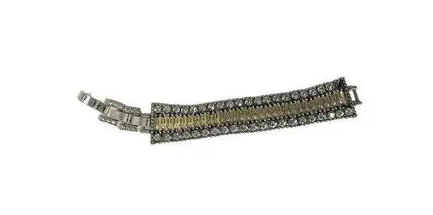 Stella & Dot Bracelet - Antique Style Two-Tone Gold/Silver & Diamanté- Glamour