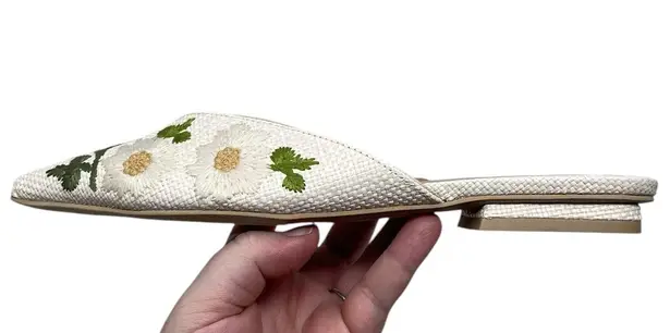 Dolce Vita “Elm” Ivory Floral Raffia Mule Flats Women’s 7 Spring Summer White