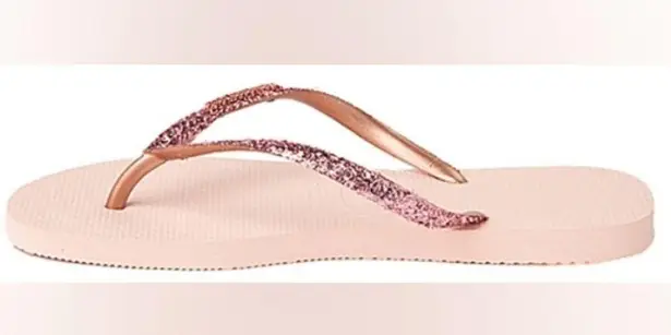 Havaianas Ballet Rose Slim Glitter Flip Flops Women's 11/12 Sandals Beach Summer