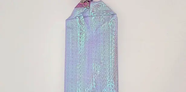 Holographic Pink & Purple "Something Good" Makeup Bag with Pom Pom Charm – New Silver