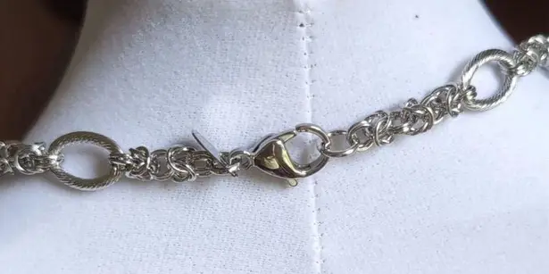 Silver Tone Oval Link Chain Necklace Adjustable Lobster Clasp