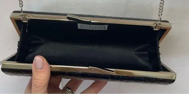 La Regale  Black Clutch with Silver Chain