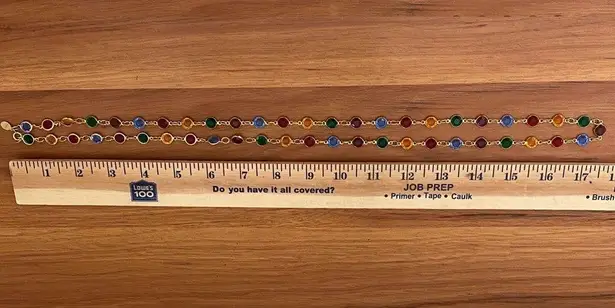 Vintage AUSTRIAN CRYSTAL USA Multicolored Bezel Crystals 35” Necklace