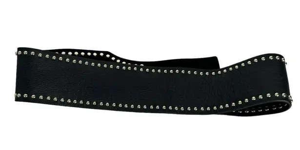 B-low the Belt  Black Leather Silver Tone Hardware Waist Belt