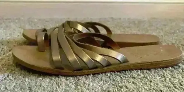 Ancient Greek Sandals Slides Strappy Gold Size 40 Light Gold