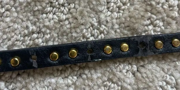 J.Crew  Black with Brass Studs Skinny Belt Small