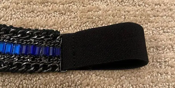 BCBGMAXAZRIA  Black and Blue Gem Chain Belt