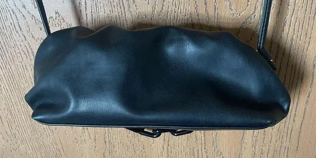 Expressions NYC Vegan Leather Black Crossbody Puff Clutch Purse with Chain