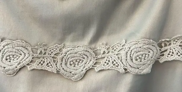 Downeast basics silver satin pencil skirt with crochet lace size medium