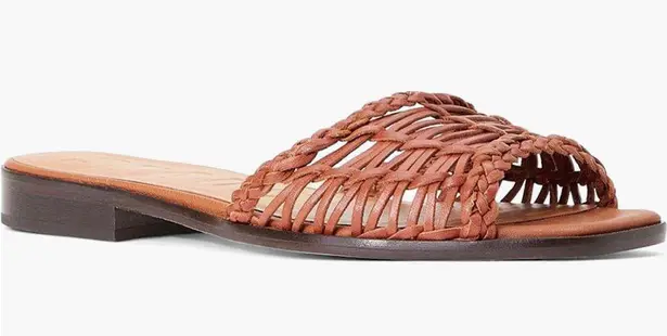 NWT STAUD Woven Leather Slide Sandals Tan Size 9.5