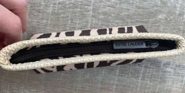 Estée Lauder Mini Tote Bag 2pc Set Seagrass Straw Zebra Animal Print Cosmetic Makeup Travel